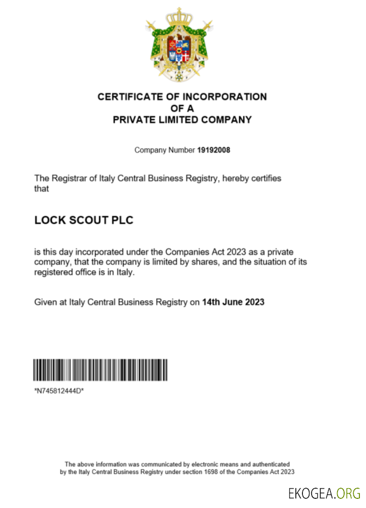 Certificat d'immatriculation italien modèle Word et PDF 1